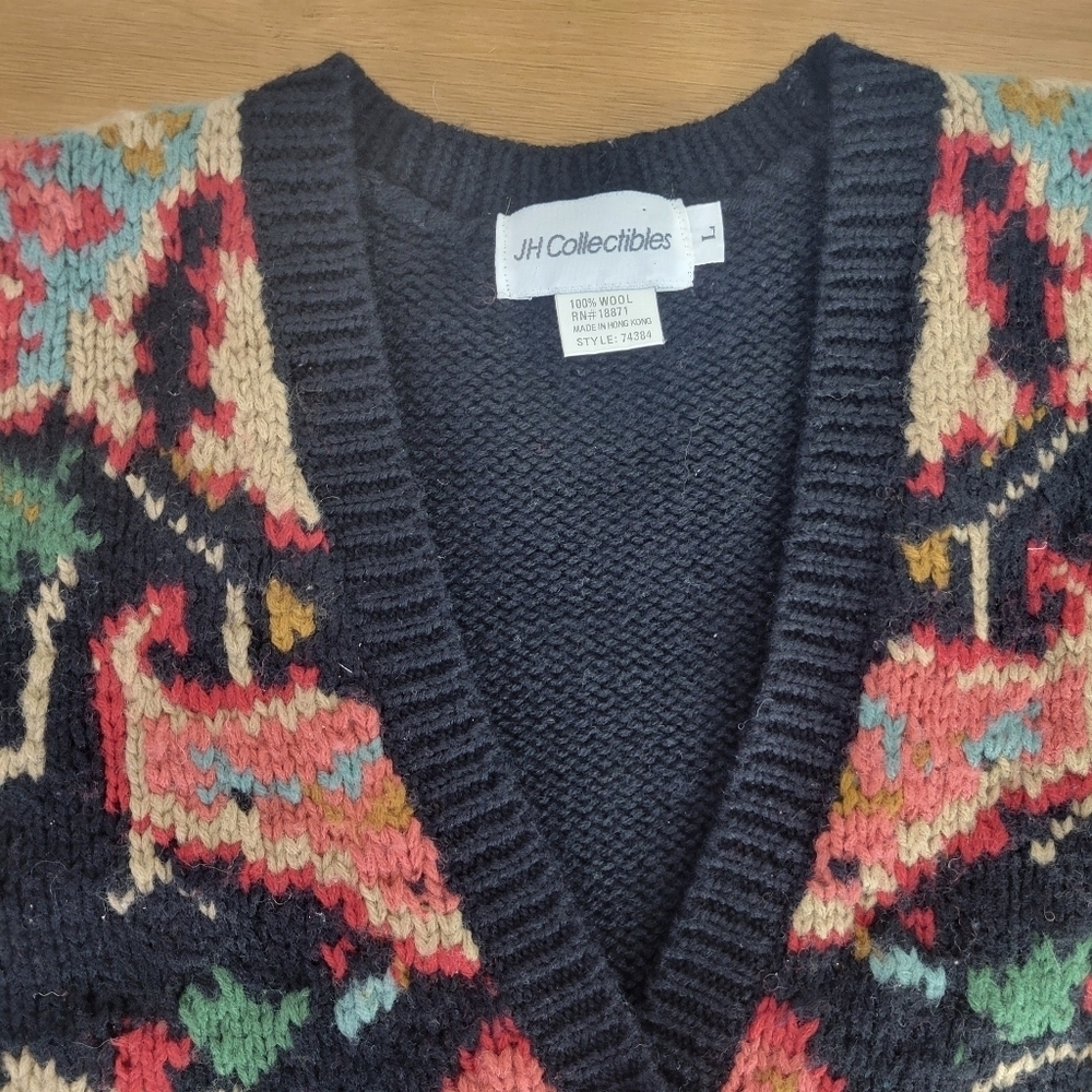 Vintage floral black button up cardigan sweater - Picture 8 of 8